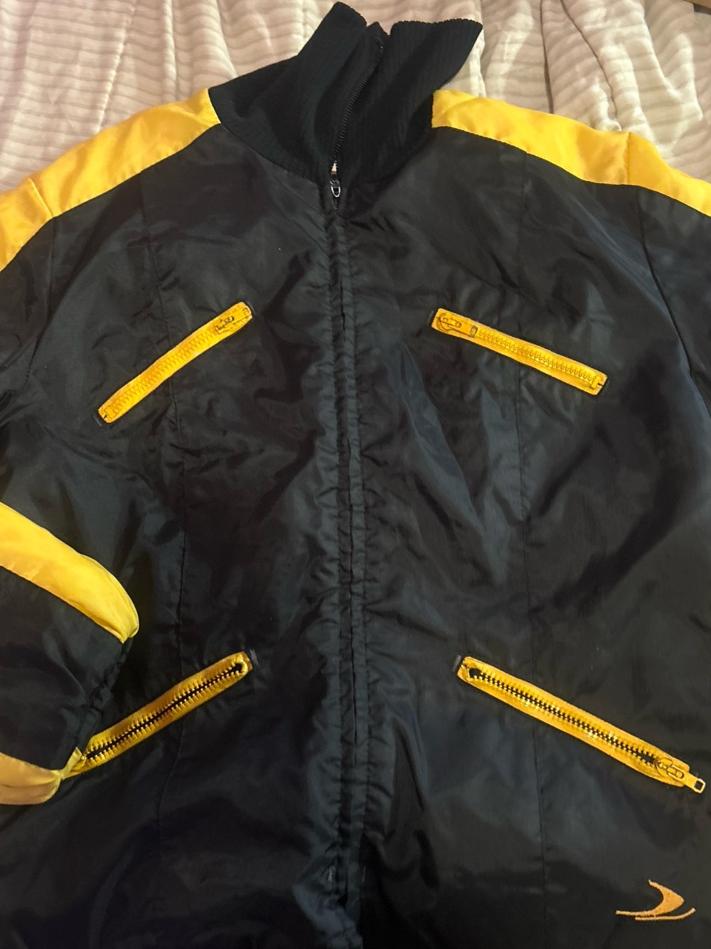 Men's Black & Yellow Military-Style Field Jacket